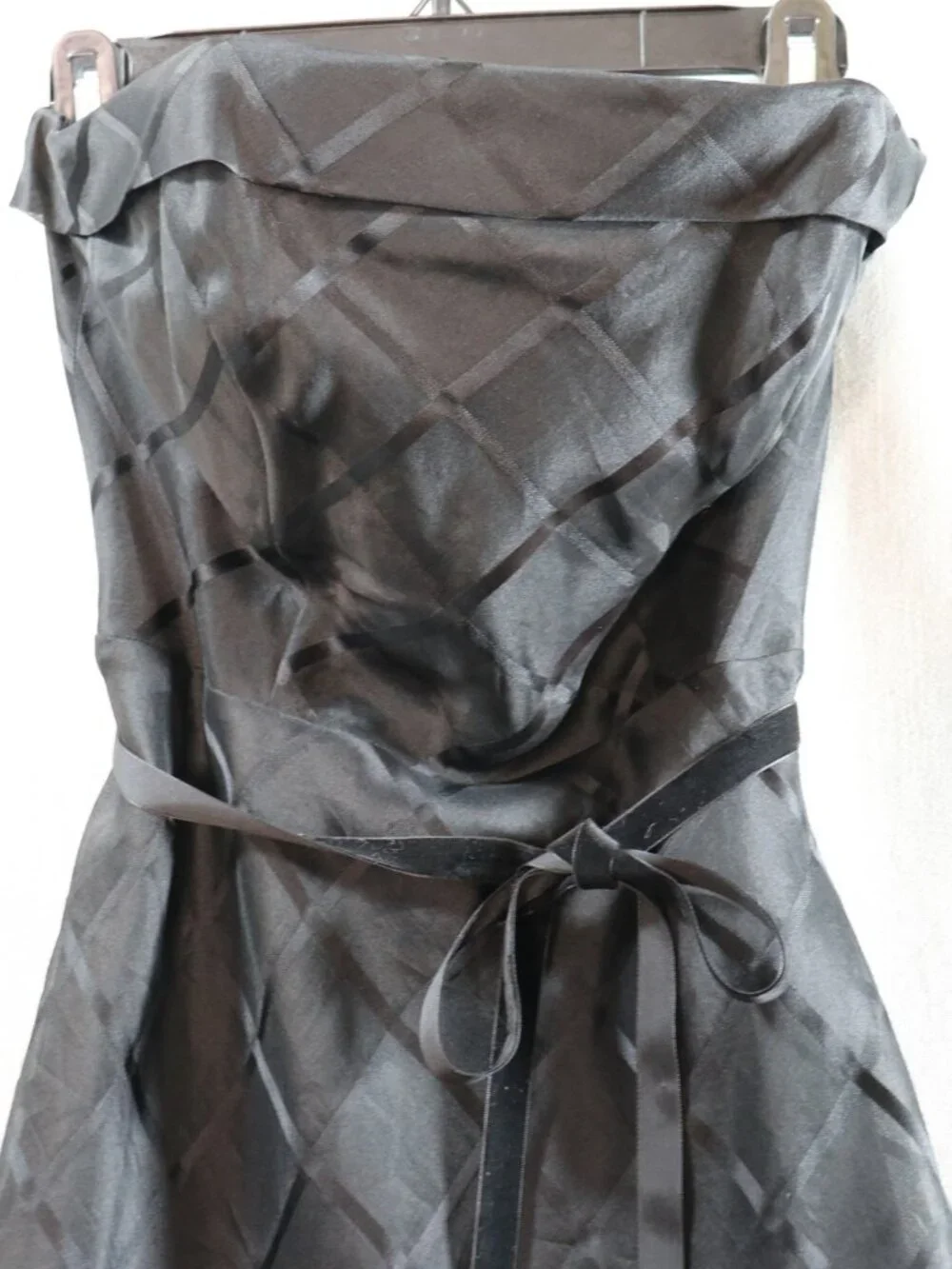 VTG Express Silk Cocktail Dress 7/8* 5/6 50s Style Strapless Black Goth Fairy - Picture 7 of 14